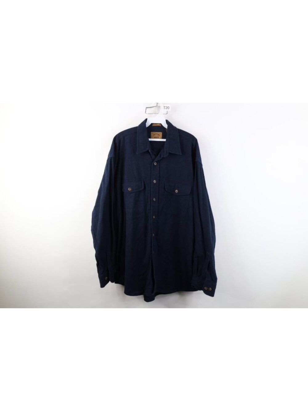 Vintage 90s Streetwear Mens XLT Heavyweight Chamois Cloth Button Shirt Blue